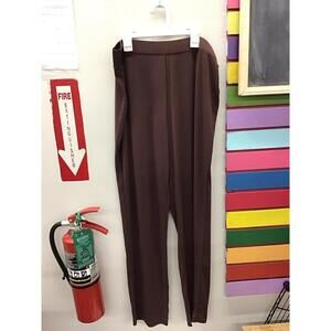 Susan graver essentials womens wide leg stretch pants size medium brown new HSN